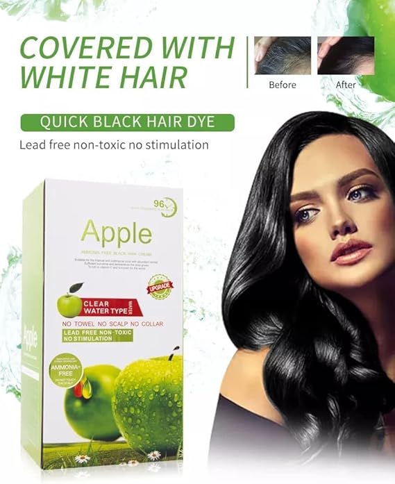 Apple Ammonia-Free Black Hair Cream 500ml (Pack of 2) Fast-Coloring, Gentle Hair Dye Solution