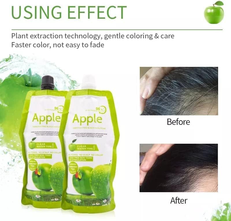 Apple Ammonia-Free Black Hair Cream 500ml (Pack of 2) Fast-Coloring, Gentle Hair Dye Solution